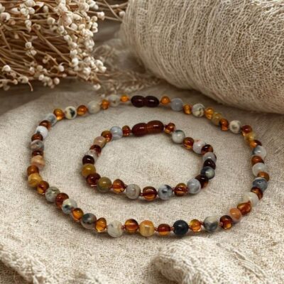 Barnsteen met agaat ketting (2 maten)